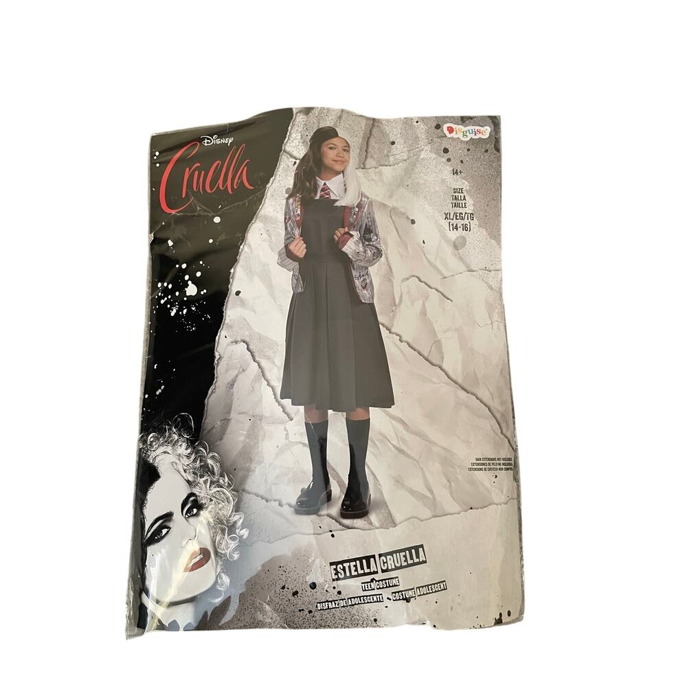 New Disney Estella Cruella Teens Size XL 14-16 Halloween Dress